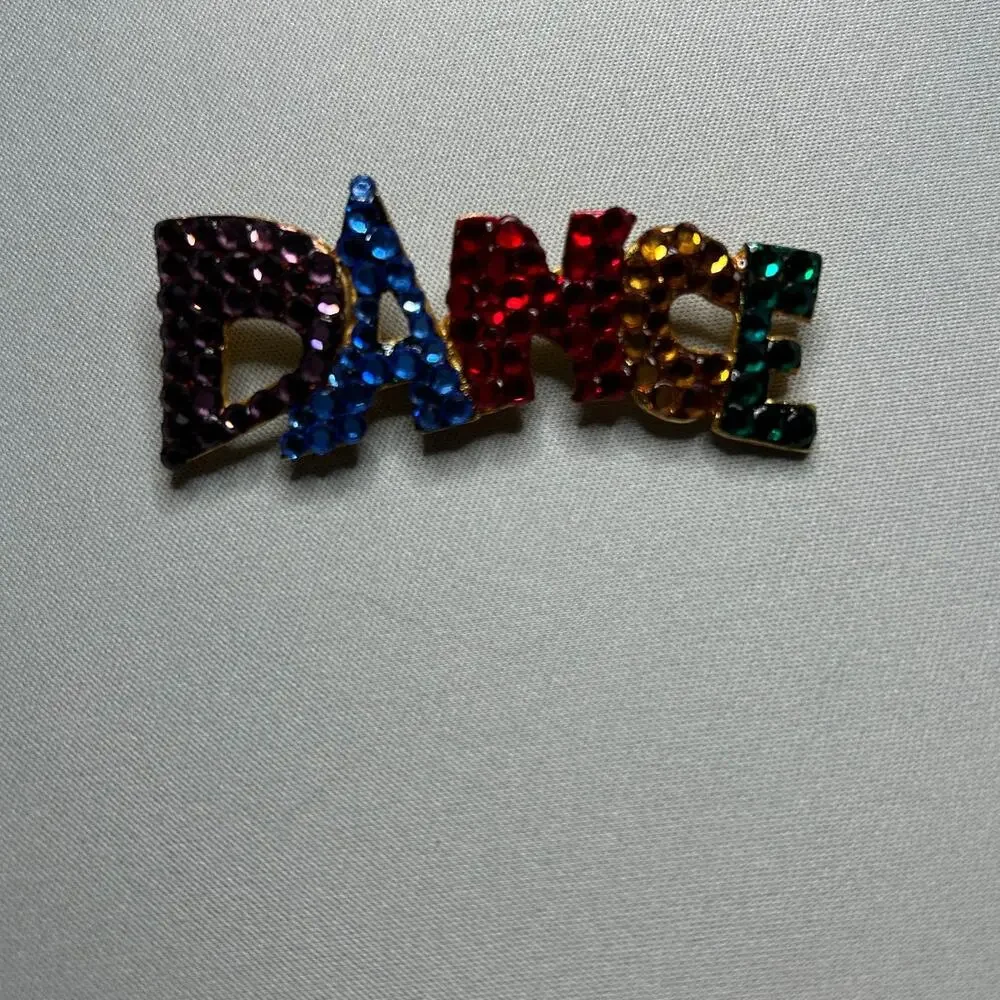 Rainbow Dance rhinestone UltraCraft vintage brooch gold tone